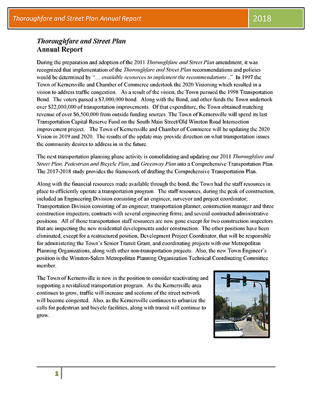 Thoroughfare and Street Plan 2019 Report